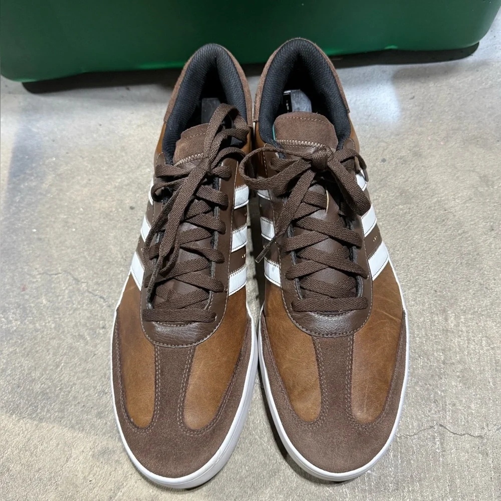 Adidas Adicross Leather Spikeless Golf Shoes Brown/White Men's Size 13 - Picture 3 of 16